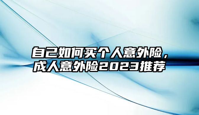 自己如何買(mǎi)個(gè)人意外險(xiǎn)，成人意外險(xiǎn)2023推薦