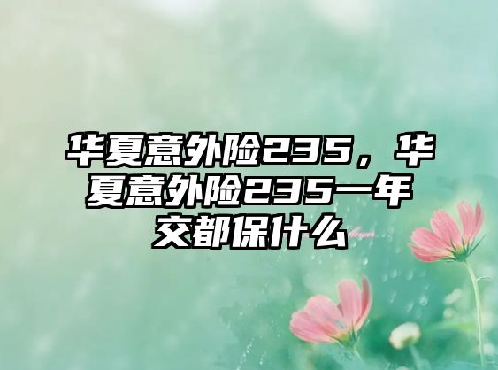 華夏意外險(xiǎn)235，華夏意外險(xiǎn)235一年交都保什么