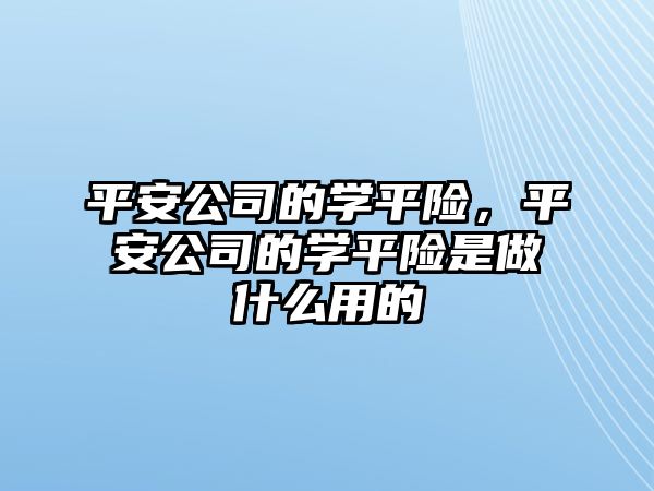 平安公司的學(xué)平險(xiǎn)，平安公司的學(xué)平險(xiǎn)是做什么用的