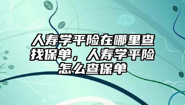 人壽學平險在哪里查找保單，人壽學平險怎么查保單