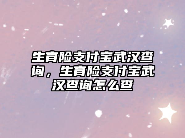 生育險支付寶武漢查詢，生育險支付寶武漢查詢怎么查