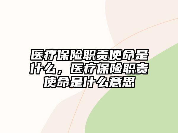 醫(yī)療保險(xiǎn)職責(zé)使命是什么，醫(yī)療保險(xiǎn)職責(zé)使命是什么意思