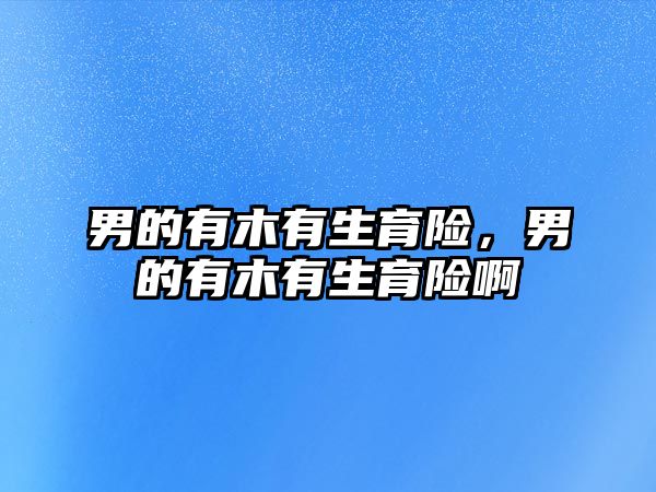 男的有木有生育險，男的有木有生育險啊