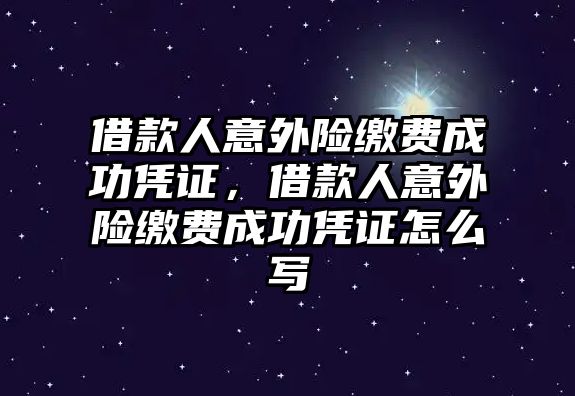 借款人意外險繳費成功憑證，借款人意外險繳費成功憑證怎么寫