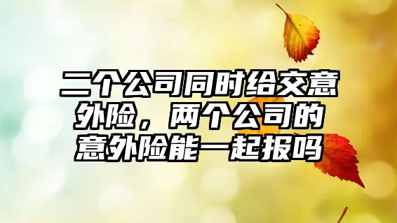 二個公司同時給交意外險，兩個公司的意外險能一起報嗎