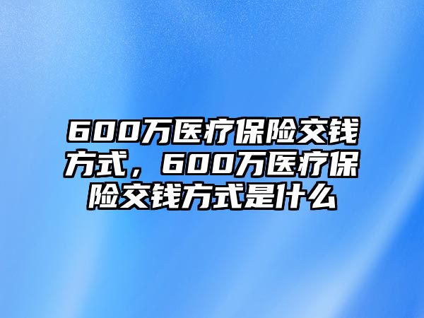 600萬醫(yī)療保險交錢方式，600萬醫(yī)療保險交錢方式是什么