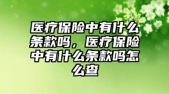 醫(yī)療保險中有什么條款嗎，醫(yī)療保險中有什么條款嗎怎么查