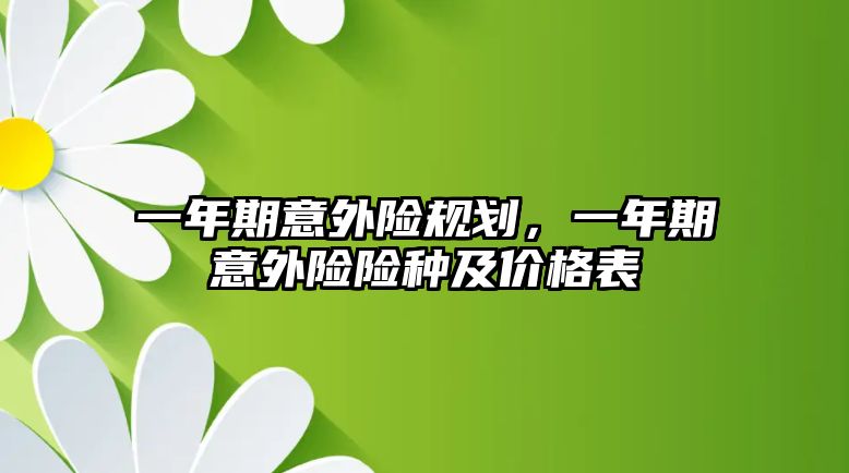 一年期意外險規(guī)劃，一年期意外險險種及價格表