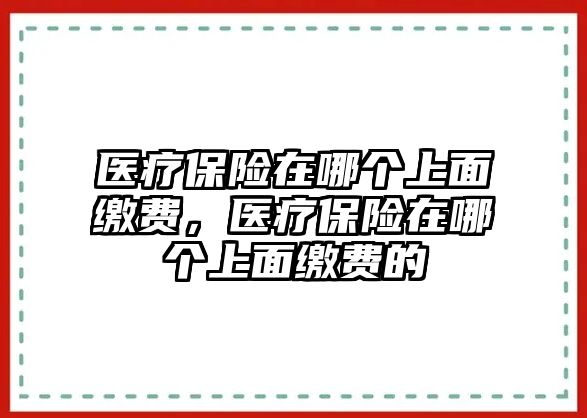 醫(yī)療保險在哪個上面繳費(fèi)，醫(yī)療保險在哪個上面繳費(fèi)的