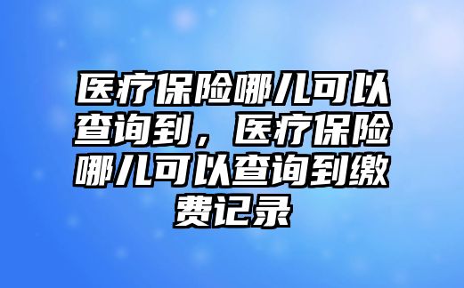 醫(yī)療保險(xiǎn)哪兒可以查詢到，醫(yī)療保險(xiǎn)哪兒可以查詢到繳費(fèi)記錄