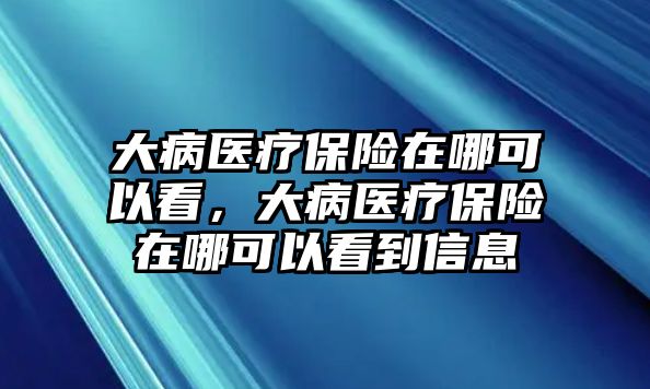 大病醫(yī)療保險(xiǎn)在哪可以看，大病醫(yī)療保險(xiǎn)在哪可以看到信息