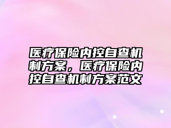 醫(yī)療保險內控自查機制方案，醫(yī)療保險內控自查機制方案范文