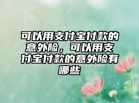 可以用支付寶付款的意外險，可以用支付寶付款的意外險有哪些