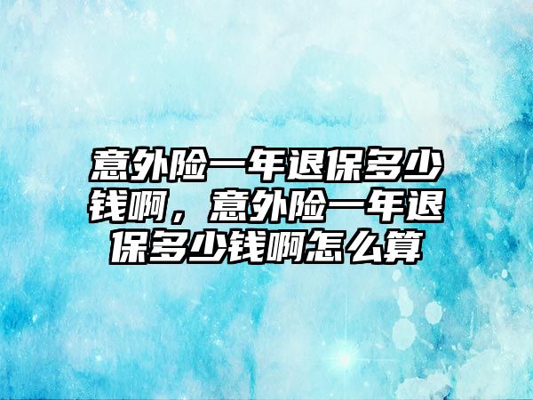 意外險一年退保多少錢啊，意外險一年退保多少錢啊怎么算