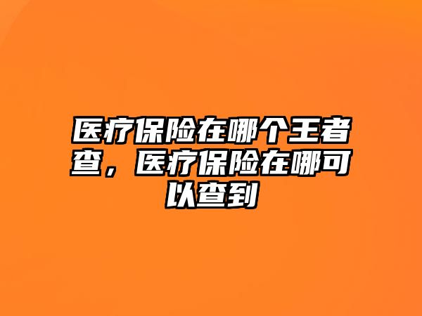 醫(yī)療保險在哪個王者查，醫(yī)療保險在哪可以查到